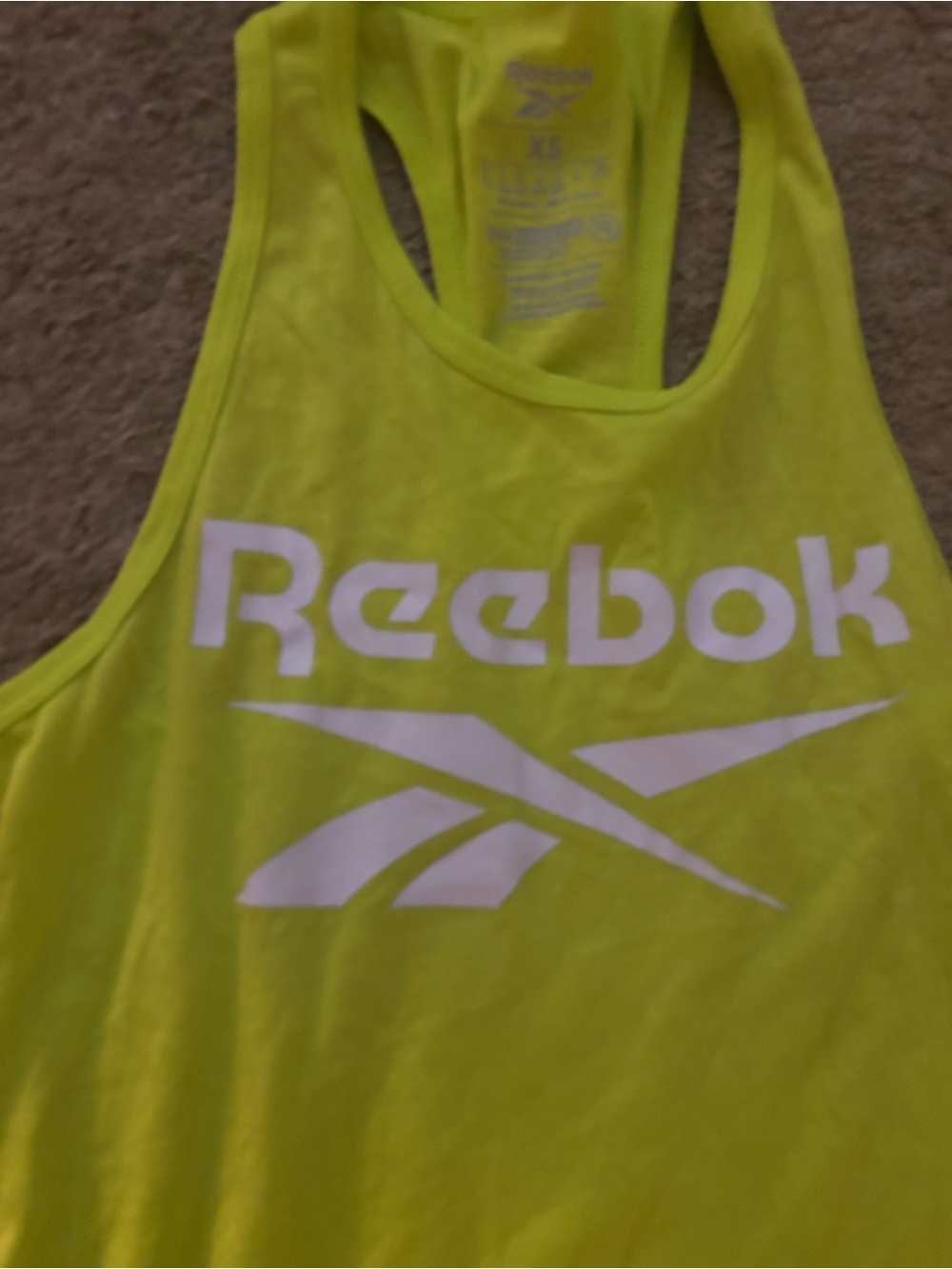 NWT Reebok Acid Yellow Neon XS Racerback Tank - Picture 2 of 6